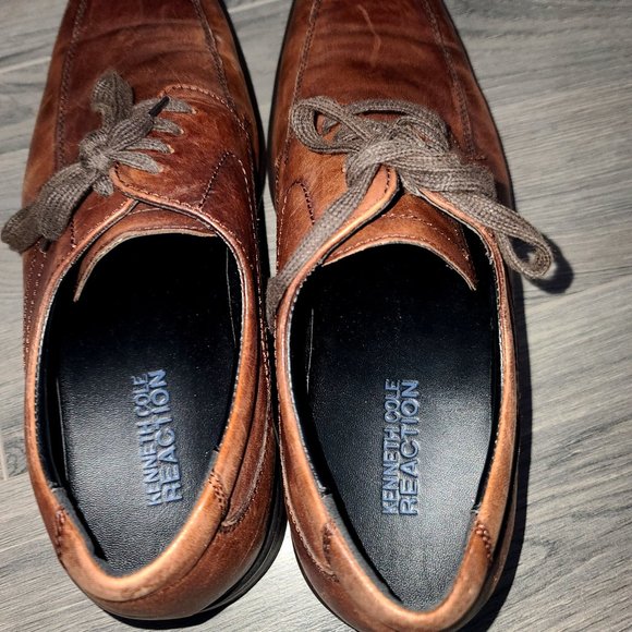 Kenneth Cole Reaction men 10.5M Brown Leather lace up Shoes Oxfords - Picture 5 of 7